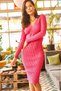Women's Fuchsia Double Breasted Knitwear Dress ELB-19001369 - 3
