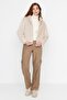 Ecru Oversize Molded Hooded Plush Jacket Coat Twoaw23Mo00301 - 3