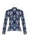 Navy Blue Printed Fitted High Neck Long Sleeve Sweater/Textured Knitted Blouse TWOAW22BZ0256 - 6