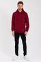 Claret Red Kangaroo Pocket Hooded Cotton Inside Men's Sweatshirt - 3