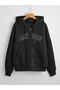 Unisex 2Ip Knitted Fabric London Printed Hooded Zippered Sweatshirt Black