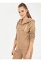 Hooded Collar Plain Brown Women's Sweatshirt Sw01-Sk022 - 4