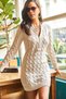 Women's Stone Zippered Hair Braided Knitwear Dress ELB-19001362 - 2