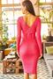 Women's Fuchsia Double Breasted Knitwear Dress ELB-19001369 - 5