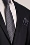Hand Made 7.5 Cm. Patterned Smoked & Navy Tie & Handkerchief