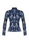 Navy Blue Printed Fitted High Neck Long Sleeve Sweater/Textured Knitted Blouse TWOAW22BZ0256 - 8