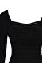 Black Drape Detail Knitted Stylish Mini Evening Dress Tpraw22El1392 - 7
