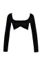 Black Knitted Crop Collar Detailed Blouse TPRAW22BZ1337 - 6