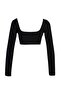 Black Knitted Crop Collar Detailed Blouse TPRAW22BZ1337 - 8