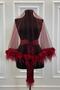 Burgundy Luxury Bridal Veil Set, Feather and Three Dimensional Laser Flowers, Henna Veil Set