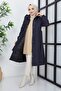 Women's Hooded Fur Lined Fiber Sleeve Patterned Water and Windproof Young Coat - 3