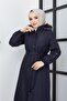 Women's Hooded Fur Lined Fiber Sleeve Patterned Water and Windproof Young Coat - 8