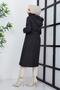 Women's Hooded Fur Lined Fiber Sleeve Patterned Water and Windproof Young Coat - 8