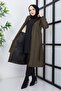 Women's Hooded Fur Lined Fiber Sleeve Patterned Water and Windproof Young Coat - 6