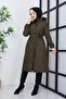 Women's Hooded Fur Lined Fiber Sleeve Patterned Water and Windproof Young Coat - 7