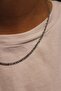 Steel Silver Thin Glitter Dense Twist Chain Necklace - No Darkening - - 3