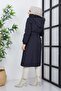 Women's Hooded Fur Lined Fiber Sleeve Patterned Water and Windproof Young Coat - 7