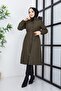 Women's Hooded Fur Lined Fiber Sleeve Patterned Water and Windproof Young Coat - 3