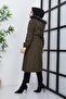 Women's Hooded Fur Lined Fiber Sleeve Patterned Water and Windproof Young Coat - 8