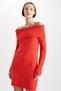 Fitted Open Shoulder Thessaloniki Fabric Long Sleeve Dress Z1201az22wn - 4