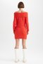 Fitted Open Shoulder Thessaloniki Fabric Long Sleeve Dress Z1201az22wn - 7