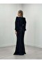 Striped Sequin Fabric Fish Plus Size Dress Black - 5
