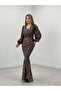 Striped Sequin Fabric Fish Dress - Bronze - 2