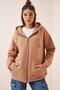 Women's Biscuit Hooded Zippered Ribbed Oversize Sweatshirt US00714 - 2