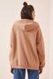 Women's Biscuit Hooded Zippered Ribbed Oversize Sweatshirt US00714 - 4