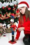 60 Cm Nutcracker Tin Soldier Handmade Christmas Decoration Blue Uniform with Rifle Opening and Closing Mouth - 3