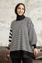 Meya Striped Balloon Sleeve Knitwear Tunic - Black - 2
