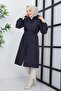 Women's Hooded Fur Lined Fiber Sleeve Patterned Water and Windproof Young Coat - 4