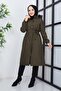 Women's Hooded Fur Lined Fiber Sleeve Patterned Water and Windproof Young Coat - 5