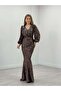 Striped Sequin Fabric Fish Dress - Bronze