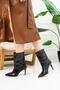 Daily Women's Thin High Heels Fleece Lined Parachute Fabric Anti-Slip Sole Pointed Toe Boots Bootie 225 - 4