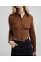 Women's Brown Corseted Elastic Waist Crop