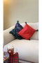 Blue Pine Patterned and Red Colored 2-Piece Cushion Pillow Set 40x40cm - 2