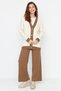 Brown Stripe Detailed Cardigan-Pants Knitwear Set TCTAW22AU0156