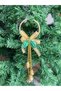 Christmas Luxury Door Wall Pine Tree Ornament Pendant Lamp with Bell Garland Ornament with Coquina Flowers Decoration Gold - 3