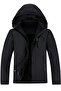 Men's Black Softshell Coat with Fur Inside, Water and Windproof New Season Sports Coat