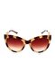Women's Sunglasses Cat Eyes Design Gold Embroidered Leopard Frame Brown Glass