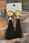 Long Gold Earrings with Oyster and Pearl Details and Tasseled - 2