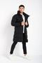 Men's Inflatable Long Water and Windproof Waterproof Coat Black - 3