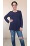 Navy Blue Round Neck Long Sleeve Combed Cotton Viscose T-Shirt - 4