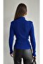 Unisex Cobalt Blue Cotton Turtleneck Lycra Camisole Ribbed Slimfit Turtleneck Sweater - 4