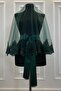 Emerald Green Sparkling Guipure Henna Veil Set, Bridal Veil Set - 2