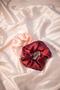 Women's 2 Piece Satin Hair Rubber Buckle Set Powder And Red Color