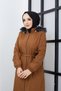 Women's Lining Bottom Fiber Waist Belted Waist Furry Windproof Long Hijab Coat - 5