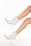 Leo White Women's Boots with White Leather Back Zipper Detail on the Front