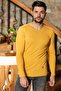 Men's Mustard Slim Fit Crew Neck Combed Cotton Long Sleeve T-shirt F51549